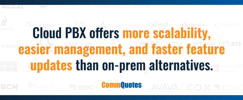 Cloud PBX offers more scalability, easier management, and faster feature updates than on-prem alternatives.
