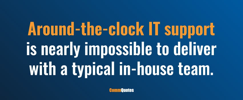 Around-the-clock IT support is nearly impossible to deliver with a typical in-house team.